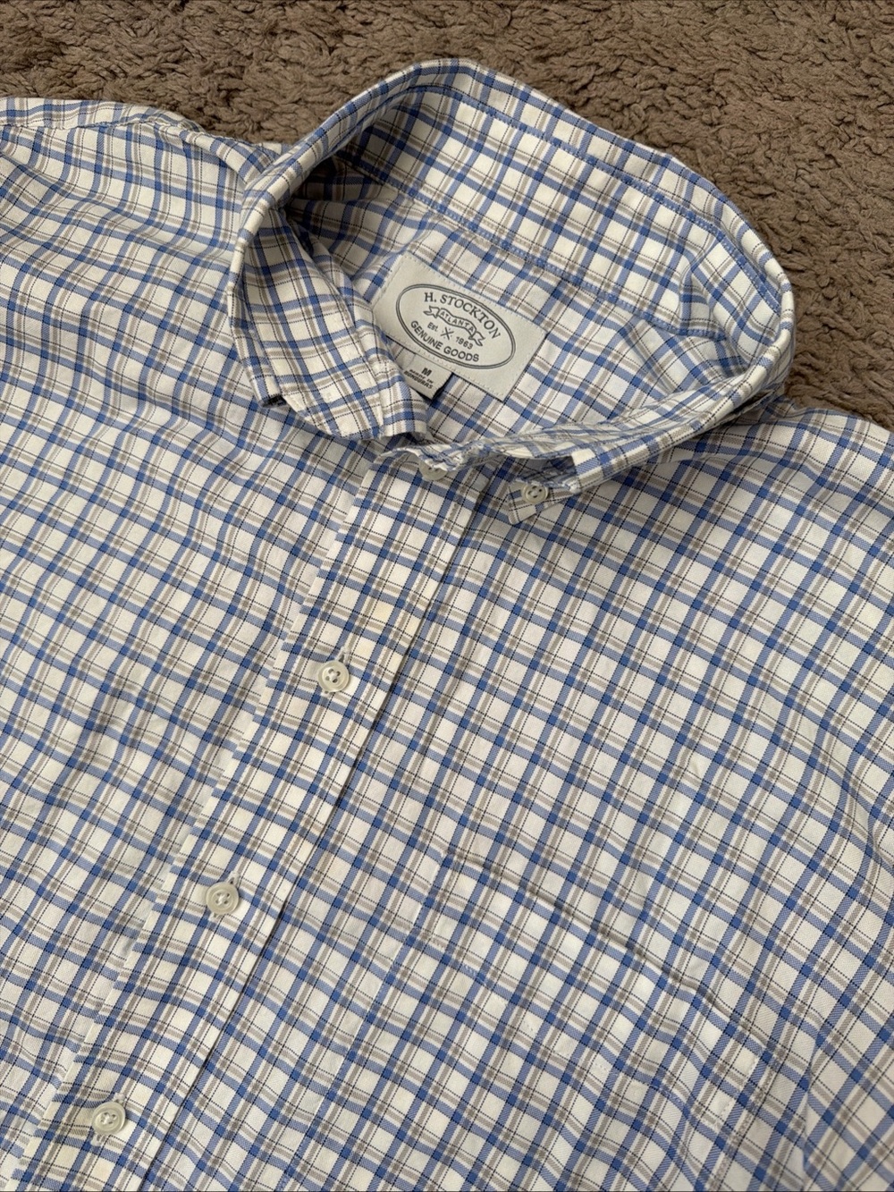 H. Stockton Men's Blue & White Plaid Button-Down Shirt